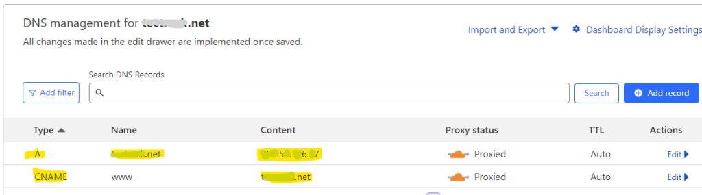 Point the Domain Name to the Hosting Account DNS records needed to add